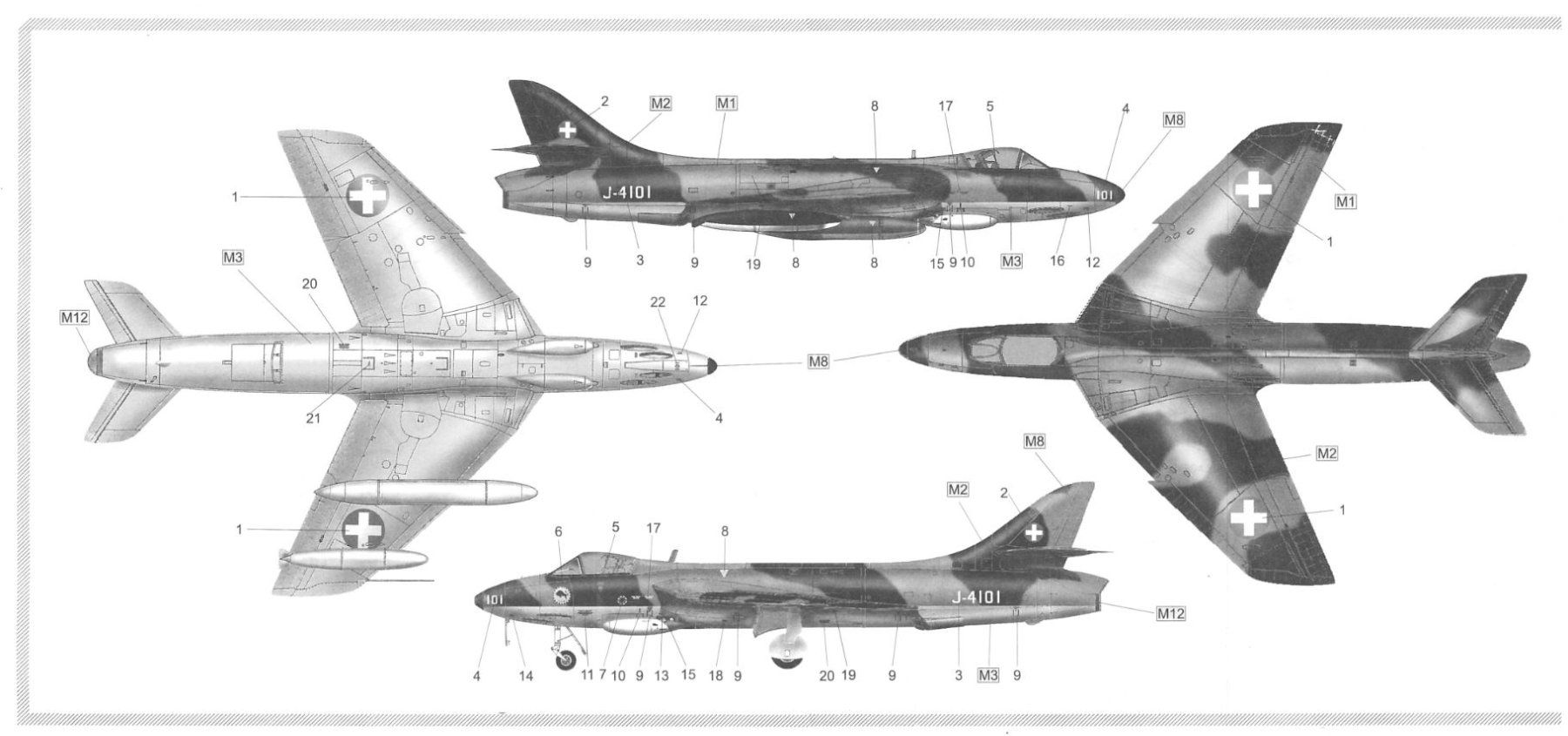 Kits de montage: Swiss Hawker Hunter Mk58A – Neuf avec emballage d'origine à Muttenz par flyte 2