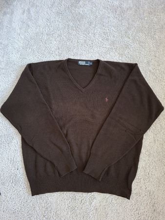 Pull Polo Ralph Lauren laine100% marron col V taille L