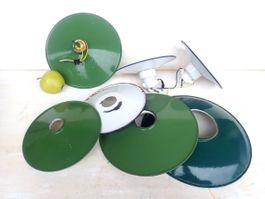 7 x Lampenschirm Emaille Antik Lampe Email Vintage Shabby