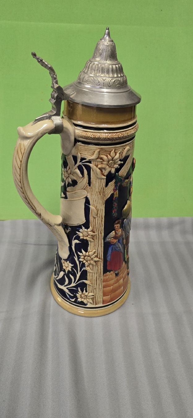 Bicchieri: Wunderschöner Bierkrug mit Zinndeckel, Handbemalt ca 30cm – Nuovo (secondo la descrizione) da Hochwald venduto da Sam_Burger 6
