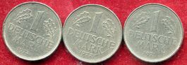 BRD-Münzen 1 Deutsche Mark-1971+72+74