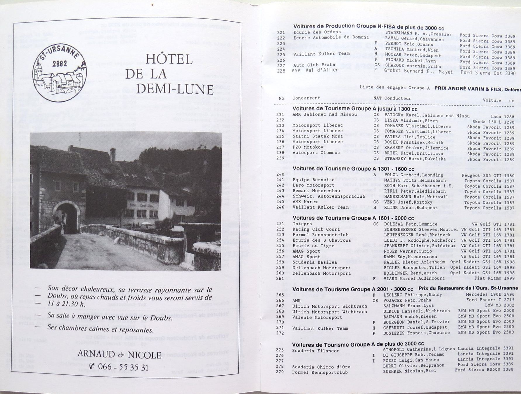 Documenti: Original Rennprogram St.Ursanne von 1990 – Usato da Ettingen venduto da campione_1 1