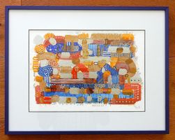 Hochwertiges, abstraktes Kunstwerk auf Papier - 37.0x25.cm