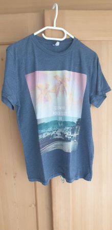 T-Shirt blau mit Druck, Marke H & M, Grösse M