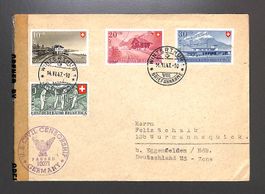 1947 FDC Pro Juventute Ersttagsbrief US ZENSUR. WINTERTHUR