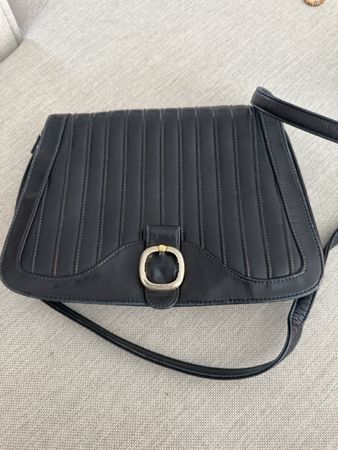 Vintage leather bag dark blue 