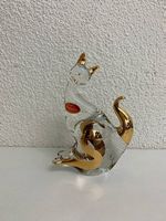 Vintage Murano Glaskatze mit 24K Blattgold-Staffage