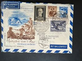 Ballonpost Ö. Brief Villach Arnoldstein 1951 Luxus (V392)