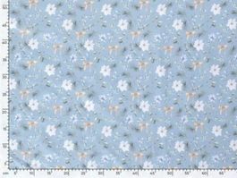 Baumwolljersey Schleifen und Zweige - babyblau
