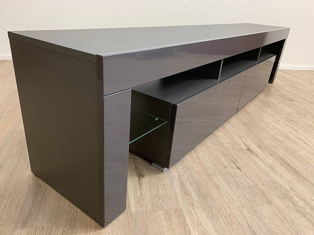 Mobili TV: TV Lowboard Anthrazit Hochglanz mit Klappfächern, Glasböden – Usato da Obernau venduto da Arche_Noah_Brocki 3