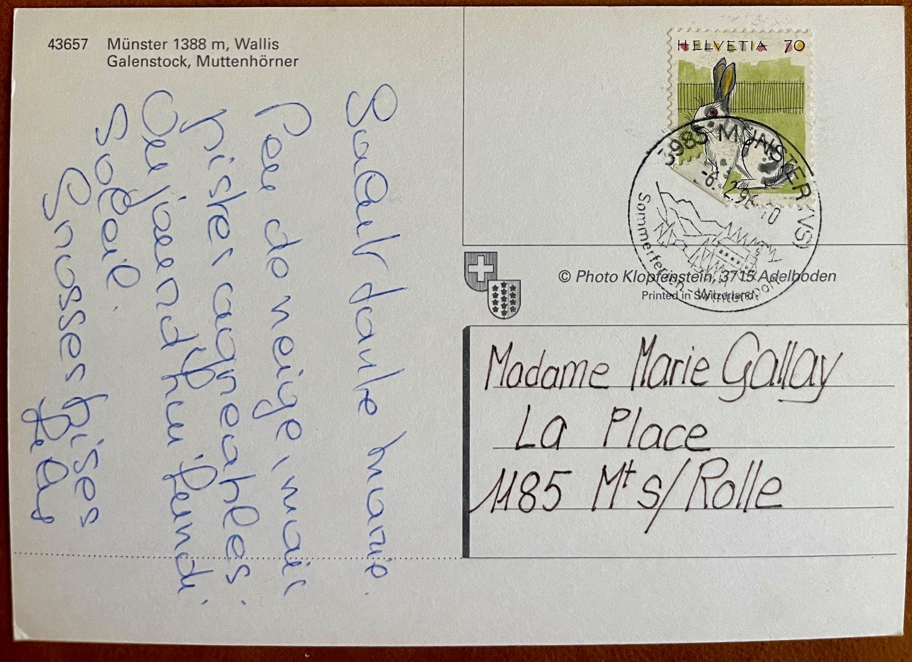 Cartoline postali: MÜNSTER - Valais - Bahn winter – Usato da Lutry venduto da Ediego 1