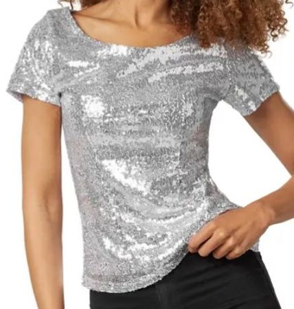 Ausverkauf Wunderschönes Pailletten-Kurzarm-Shirt Gr.L