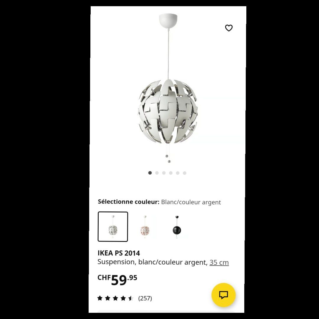Lampade: Lampe Ikea blanc/ argent – Usato da Granges-Paccot venduto da Cecile76