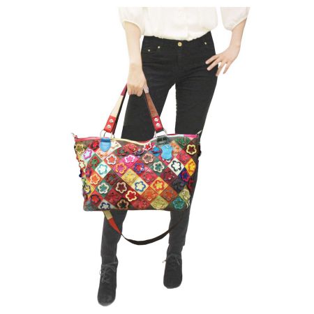 Echtleder Tasche, Laptoptasche/ pink-multi/gross/neu