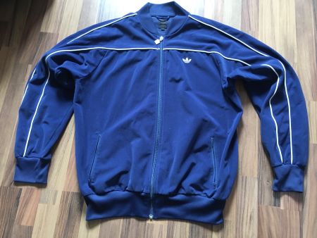 Adidas Originals Jacke, Gr. L, blau/weiss