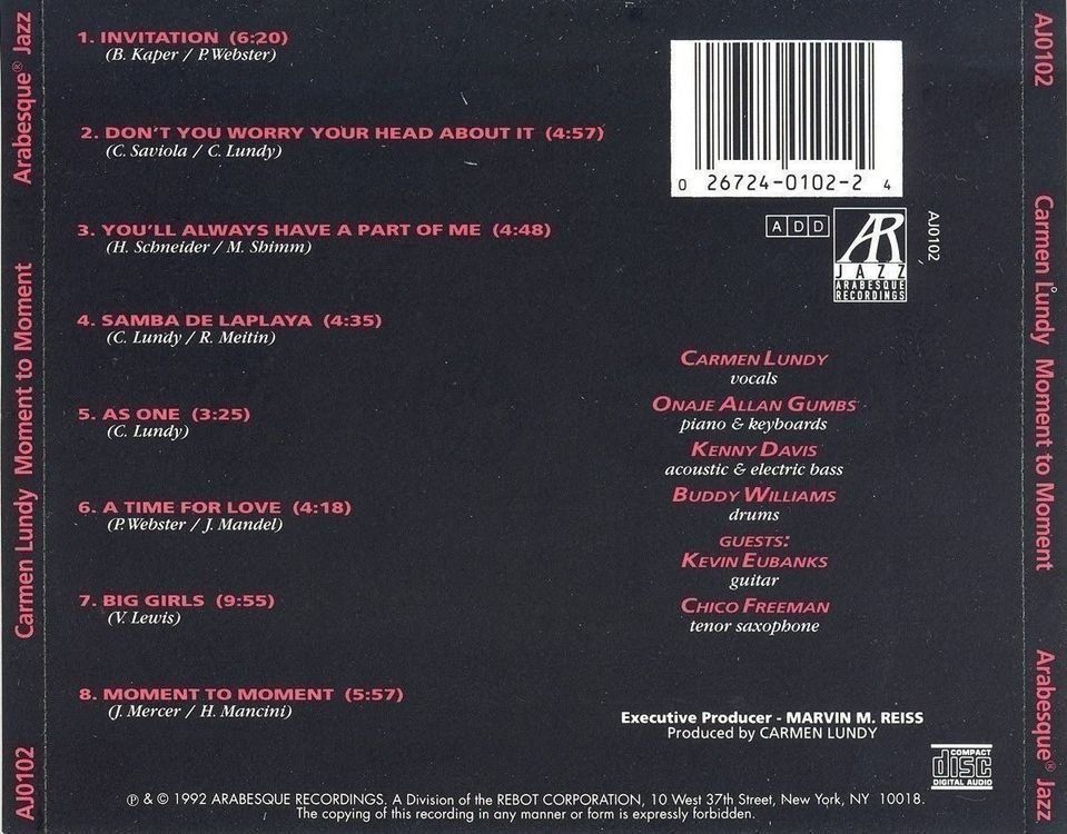 CD: Carmen Lundy, Kenny Davis, Buddy Williams, Oneja A. Gumbs – Usato da Unterbäch venduto da yohanson 1