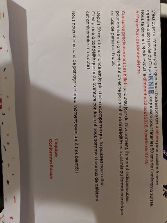 Biglietti: 4 billets pour la représentation privée du Cirque KNIE – Usato da Lausanne venduto da Mulder01 1