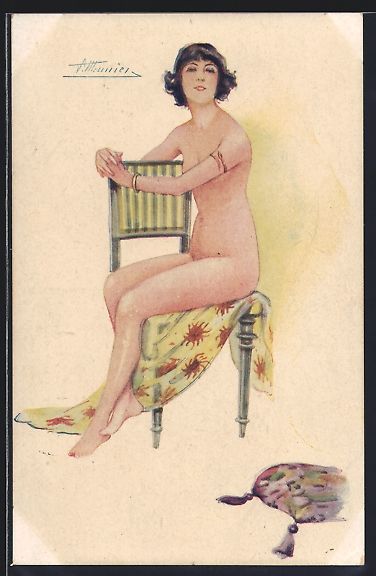 Cartoline postali: Suzanne Meunier: Nackte Dame posiert auf – Usato da Berlin venduto da bartko-reher