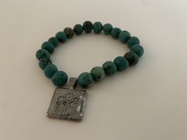 „Collect beautiful moments“ charm, beaded bracelet, stretchy