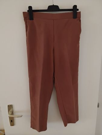 Pantalon Mango élégant, T40, couleur terre d'automne