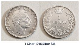 1 Dinar 1915 Silber UNZ Lot 90