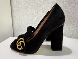 Gucci GG Marmont Pumps Heels Velours Schwarz Leder Gr. 37