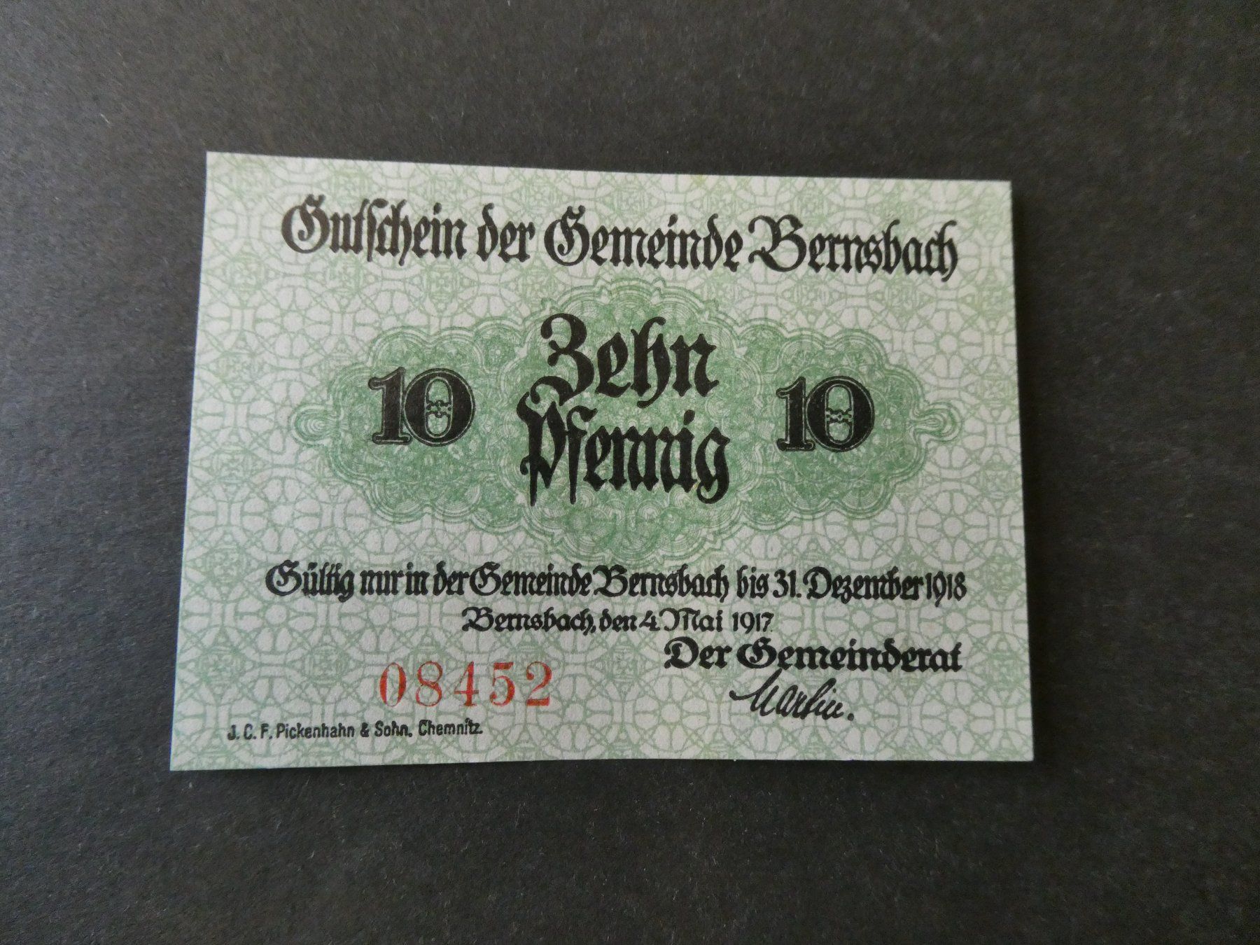 Banknoten: Dt. Reich, Bernsbach - Notgeld – Gebraucht aus Hinterforst von Rohusri