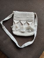 Handtasche, weiss, geknüpft