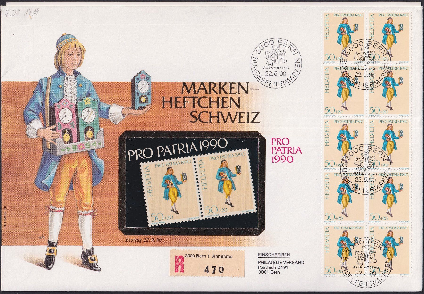 Tutti i francobolli: 1990, Grossbrief mit Pro Patria Markenheft Nr.2 – Usato da Sursee venduto da Luzernerraute