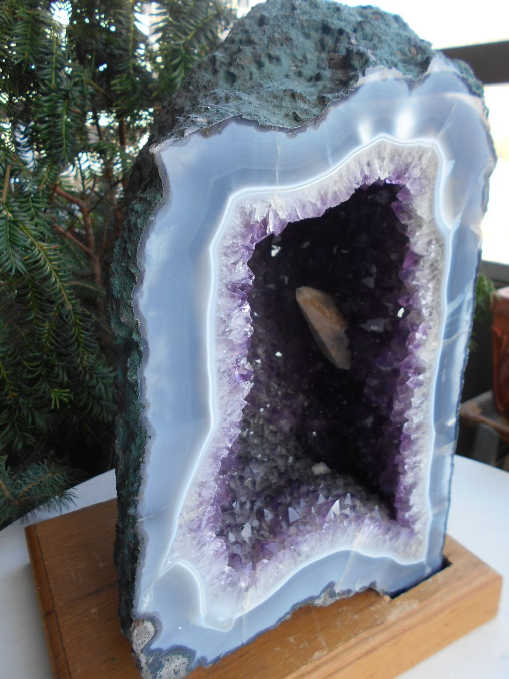 Minerali & Pietre curative: Amethystdruse mit breitem Achatrand ca. 15 kg – Nuovo (secondo la descrizione) da Zürich venduto da swisscristal01 1