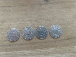 4 x 1 Franken Silber 1906,1910,1913,1916