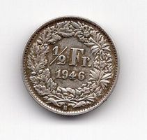 (2338) CH, ½ Franken, 1946, gleichstehend, vz