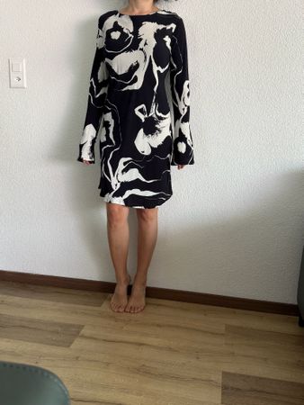 NEXT Kleid schwarz-weiss abstrakt Gr. 36