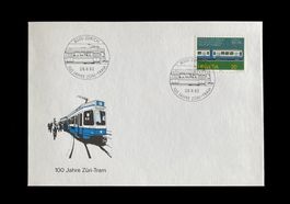 Züri Tram 100 Jahre StStZ VBZ Jubiläum Kuvert Briefmarke VBZ
