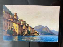 Schweiz 1914 AK Lago di Lugano Gandria Bern nach Biel
