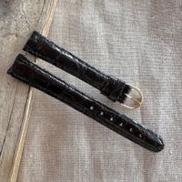 Vintage Crocodile Leather Watch Strap black 14mm