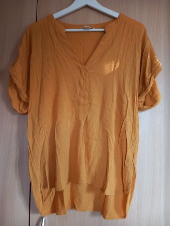 Blouse / T-shirt jaune moutarde en viscose
