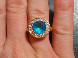 Ring mit Zirkonia, vergoldet, 5g, size 8 (57)