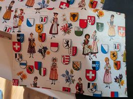 1 Posten Vintage Papier Tischsets Schweiz Trachten