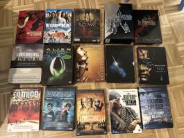 Lot de 15 coffrets DVD divers films et séries état bon