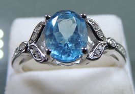 Topas Silber 925 Fingerring mit weißen Zirkonias