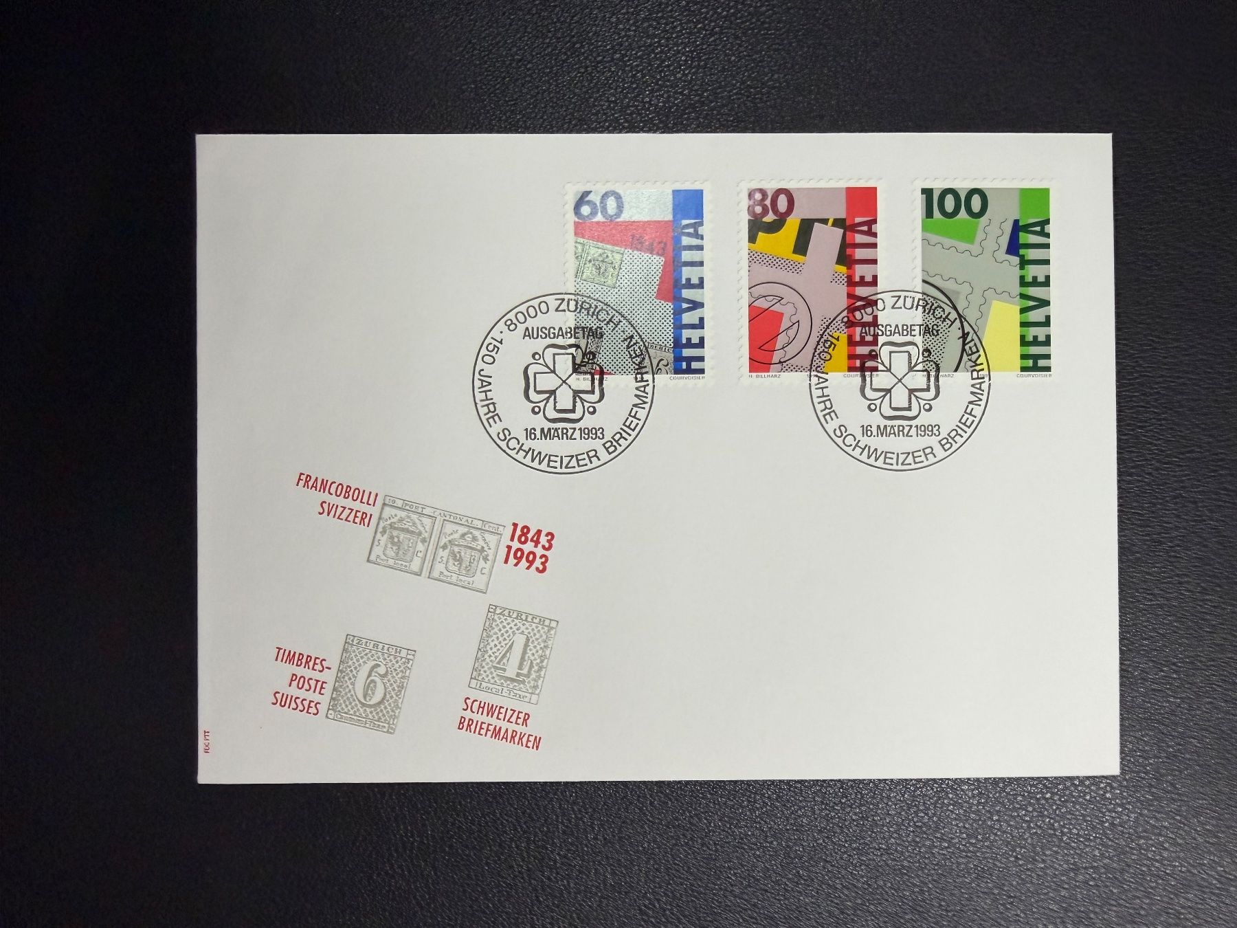 Tous les timbres: CH 150 Jahre Schweizer Briefmarken 1993 FDC – D'occasion à oberrüti par jeanmei