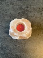 Kerzenhalter Salzstein Naturstein rosa, guter Zustand