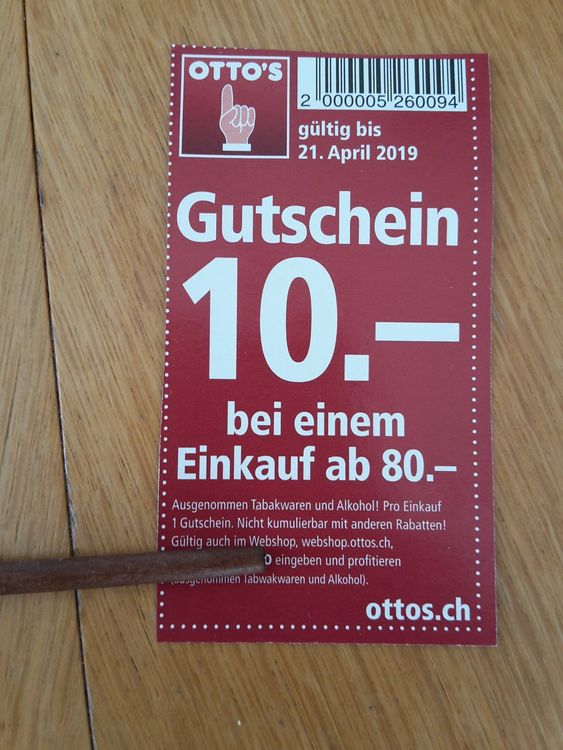 Gutschein von OTTO`S, Wert CHF 10. Kaufen auf Ricardo