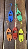 5x Rieffel Schlüsselanhänger / Schlüssel-Etiketten aus Kunst