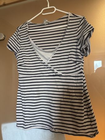 Umstandsshirt H&M gestreift blau weiss Grösse L 
