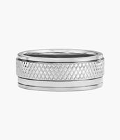 100% NEUF: Bague FOSSIL Machine Knurled acier inoxydable !!!