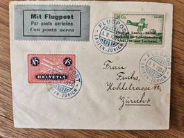 Seltene Flugpostvignette Laufen - ZH 1924