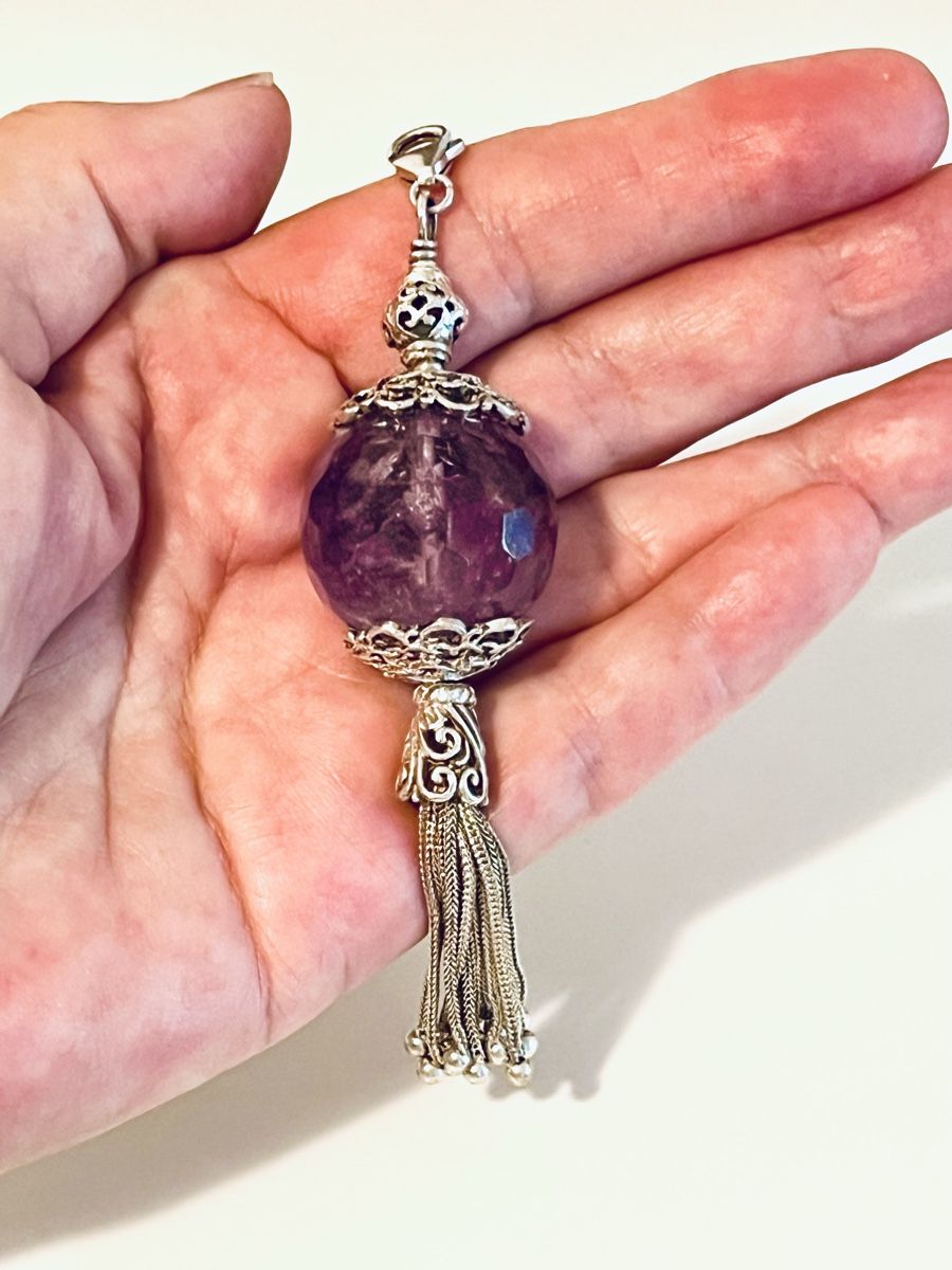 Ciondoli: Amethyst Sterling Silver Filigree Pendant – Usato da Rüschlikon venduto da topswissvintage 3