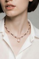 Rosenquarz, Granat, Swarovski Kette NEU
